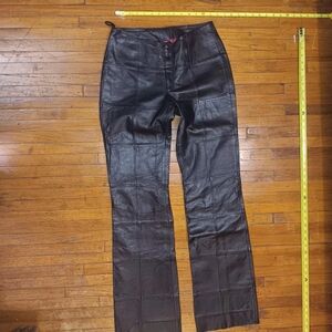 Jeny Bkack Leather Vintage Pants